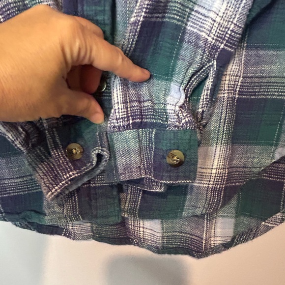 Casual Green and Blue Button Down Shirt - Picture 3 of 5